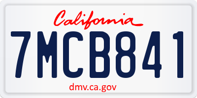 CA license plate 7MCB841