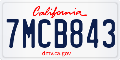 CA license plate 7MCB843