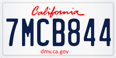 CA license plate 7MCB844