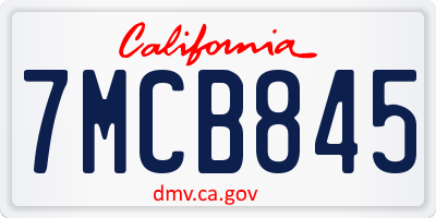 CA license plate 7MCB845