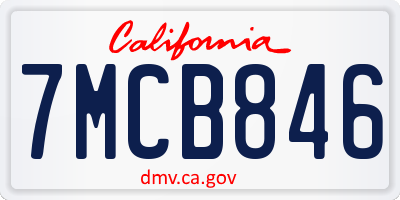 CA license plate 7MCB846