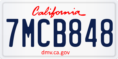 CA license plate 7MCB848