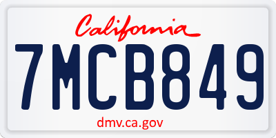 CA license plate 7MCB849