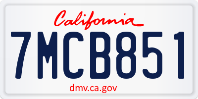 CA license plate 7MCB851