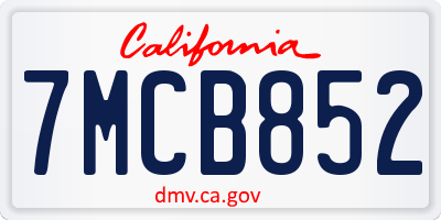 CA license plate 7MCB852