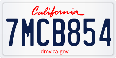 CA license plate 7MCB854