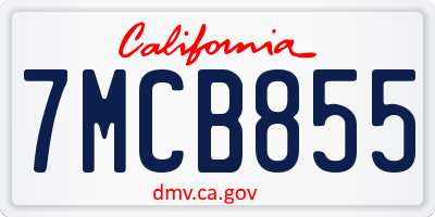CA license plate 7MCB855