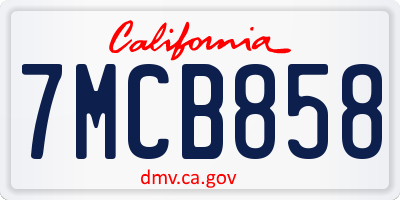 CA license plate 7MCB858