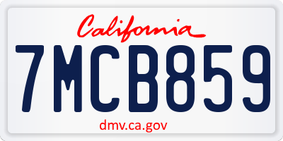 CA license plate 7MCB859
