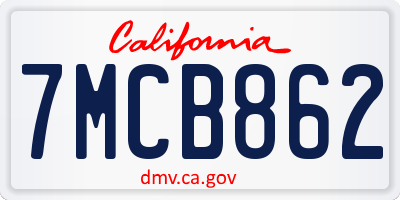 CA license plate 7MCB862
