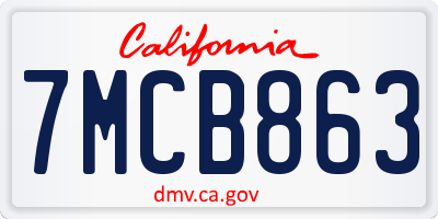 CA license plate 7MCB863