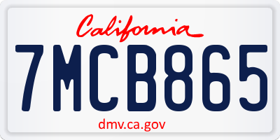 CA license plate 7MCB865
