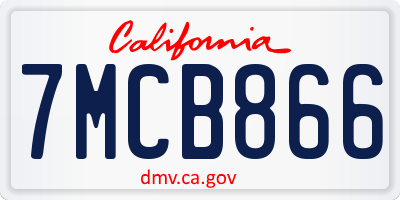 CA license plate 7MCB866