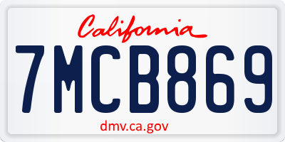 CA license plate 7MCB869