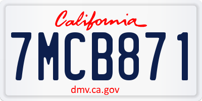 CA license plate 7MCB871
