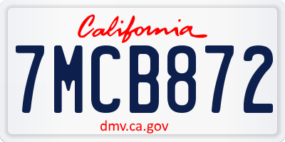 CA license plate 7MCB872