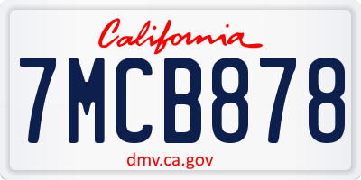 CA license plate 7MCB878