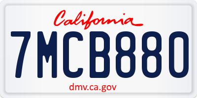 CA license plate 7MCB880