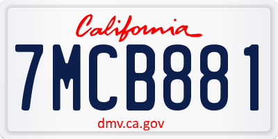 CA license plate 7MCB881
