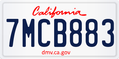 CA license plate 7MCB883