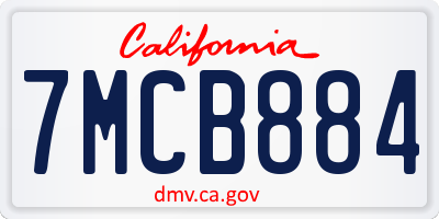CA license plate 7MCB884