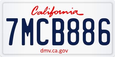 CA license plate 7MCB886