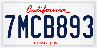 CA license plate 7MCB893