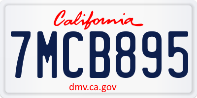 CA license plate 7MCB895