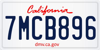 CA license plate 7MCB896