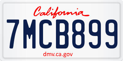 CA license plate 7MCB899