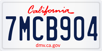 CA license plate 7MCB904