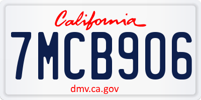 CA license plate 7MCB906