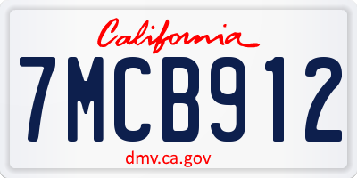 CA license plate 7MCB912