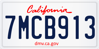 CA license plate 7MCB913