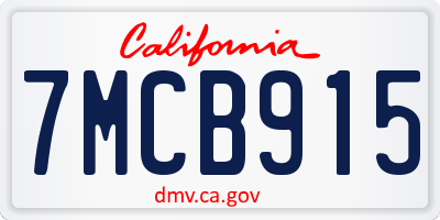 CA license plate 7MCB915