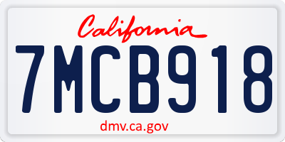 CA license plate 7MCB918