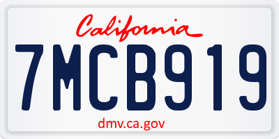 CA license plate 7MCB919