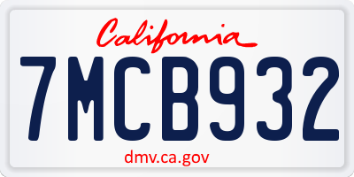 CA license plate 7MCB932