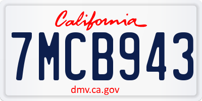 CA license plate 7MCB943