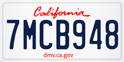 CA license plate 7MCB948