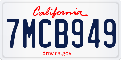 CA license plate 7MCB949