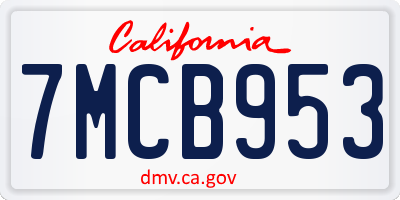 CA license plate 7MCB953