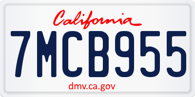 CA license plate 7MCB955