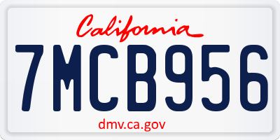 CA license plate 7MCB956