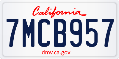 CA license plate 7MCB957