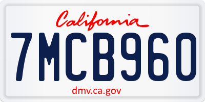 CA license plate 7MCB960
