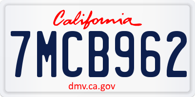 CA license plate 7MCB962