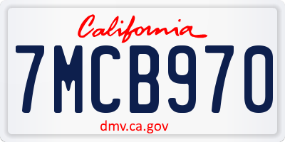 CA license plate 7MCB970