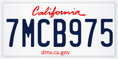 CA license plate 7MCB975