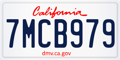 CA license plate 7MCB979